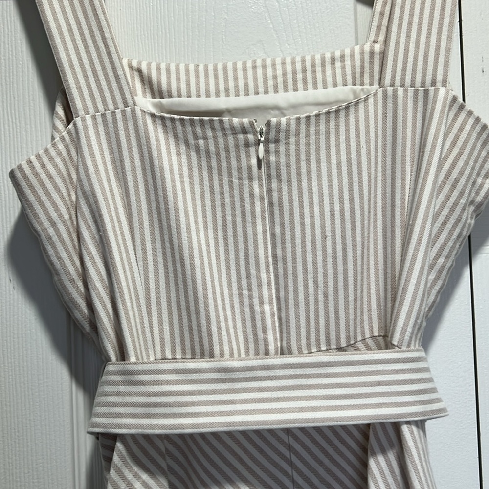 Ann Taylor Beige Striped Midi Dress - Picture 4 of 6